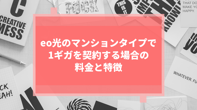 eo光のマンションタイプで1ギガを契約する場合の料金と特徴