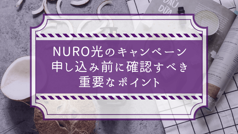 NURO光のキャンペーン申し込み前に確認すべき重要なポイント