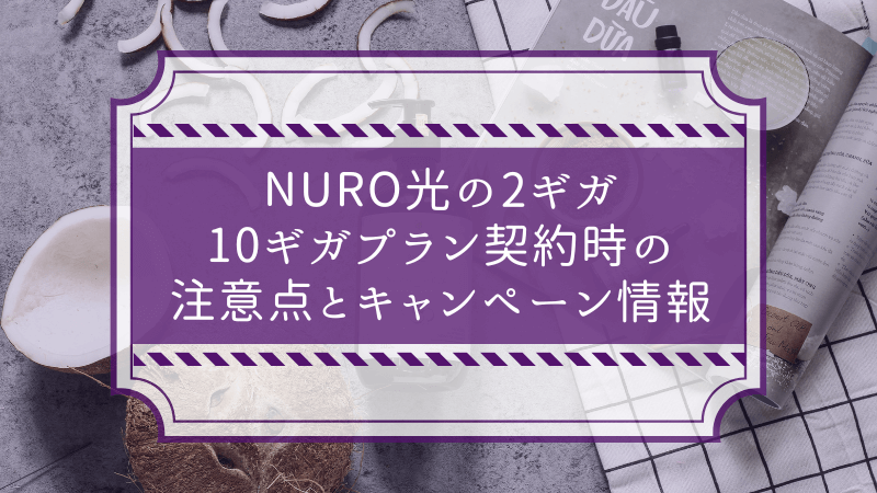 NURO光の2ギガ・10ギガプラン契約時の注意点とキャンペーン情報