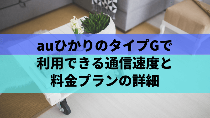 auひかりのタイプGで利用できる通信速度と料金プランの詳細