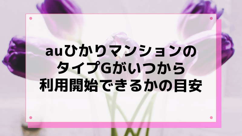 auひかりマンションのタイプGがいつから利用開始できるかの目安