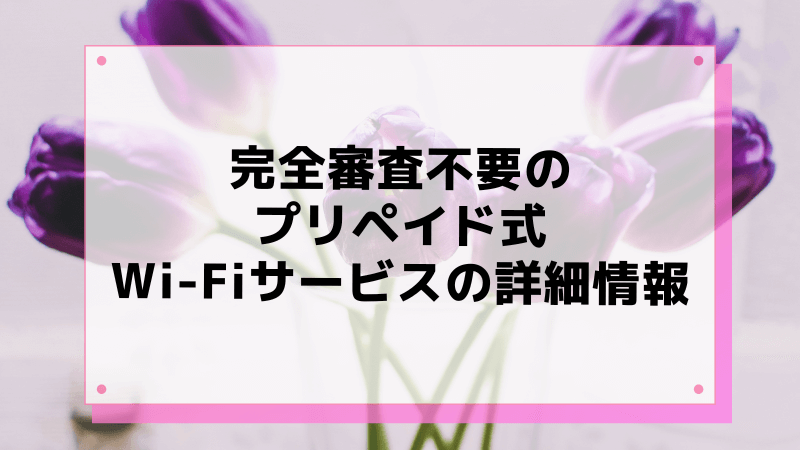完全審査不要のプリペイド式Wi-Fiサービスの詳細情報