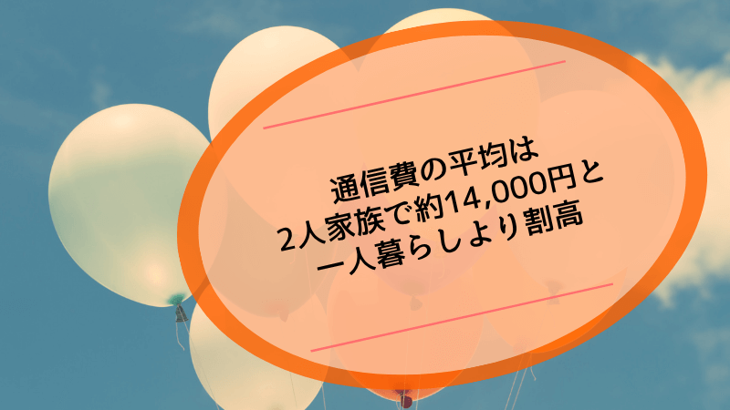 通信費の平均は2人家族で約14,000円と一人暮らしより割高